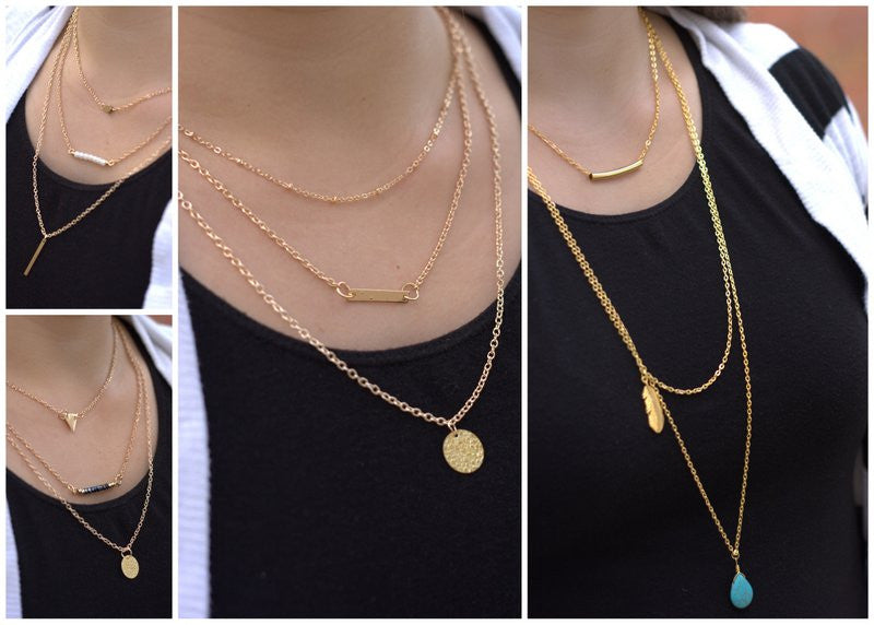 Trendy Gold Three Layer Necklaces - 4 styles to choose from